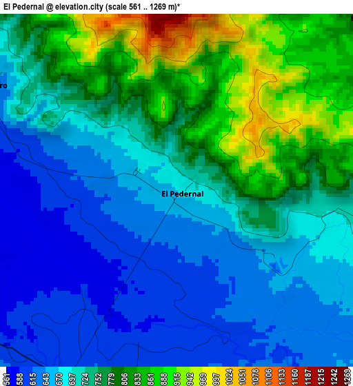 El Pedernal elevation map