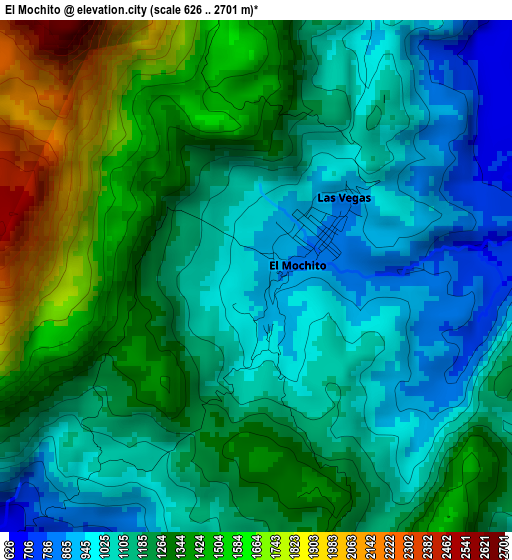 El Mochito elevation map