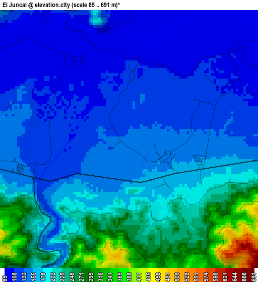 El Juncal elevation map