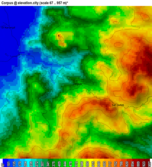 Corpus elevation map