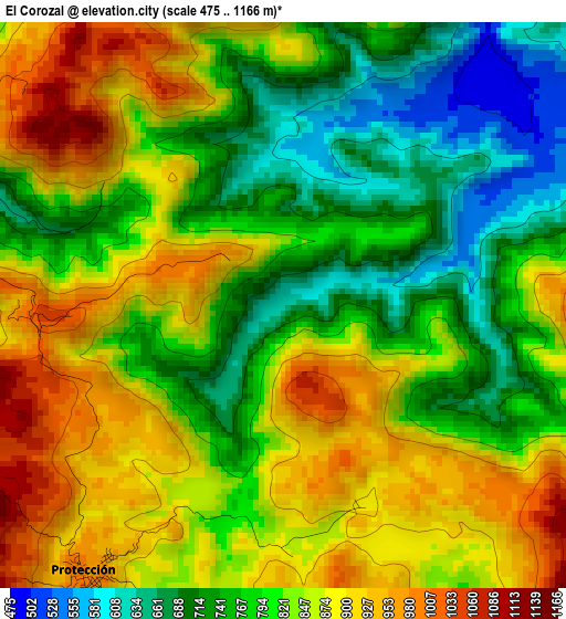 El Corozal elevation map