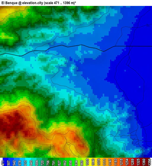 El Benque elevation map