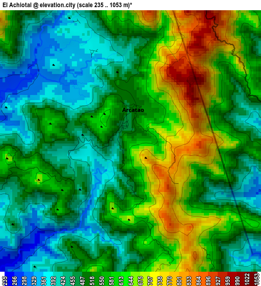 El Achiotal elevation map