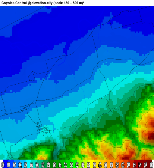 Coyoles Central elevation map