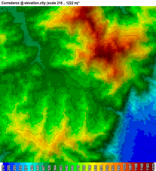 Correderos elevation map