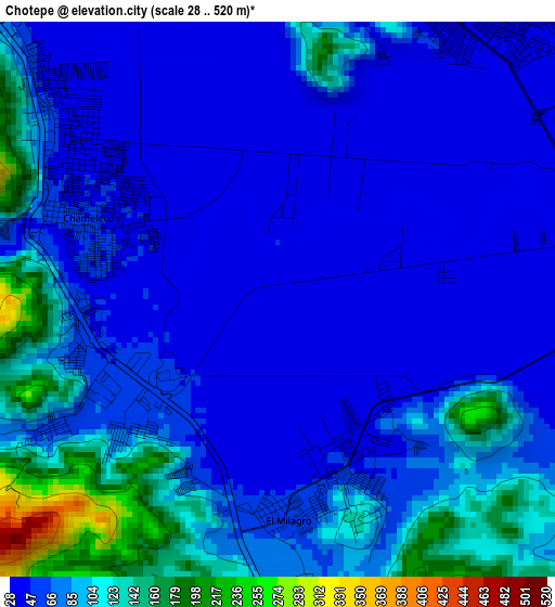 Chotepe elevation map