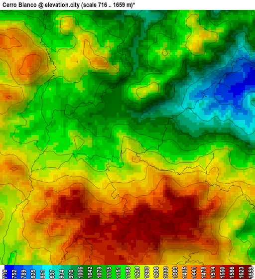 Cerro Blanco elevation map