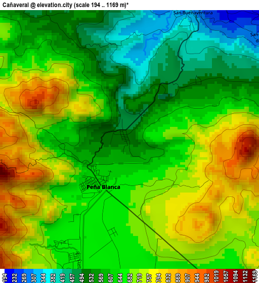 Cañaveral elevation map