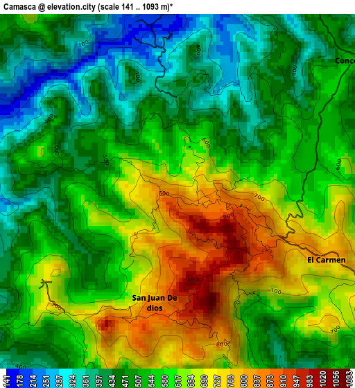 Camasca elevation map