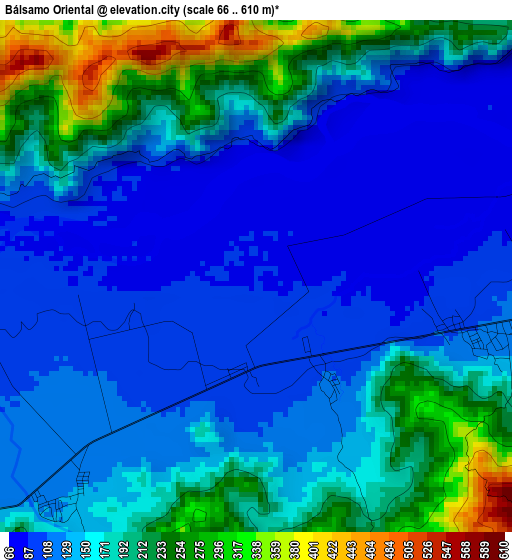 Bálsamo Oriental elevation map