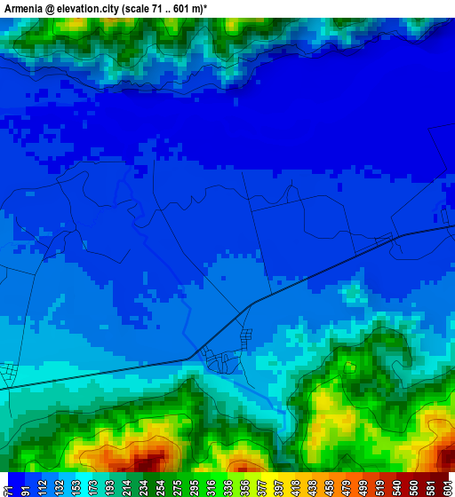 Armenia elevation map