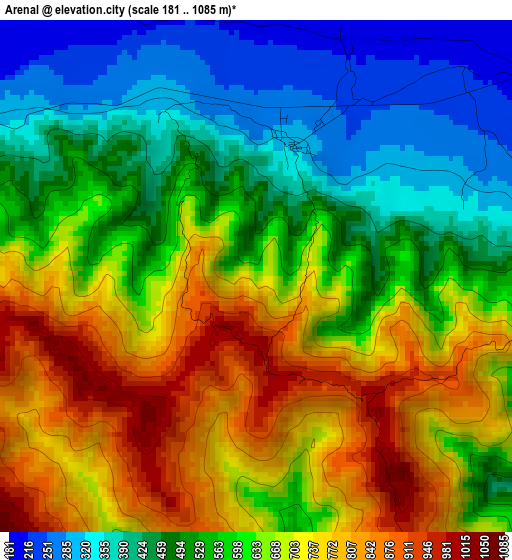 Arenal elevation map