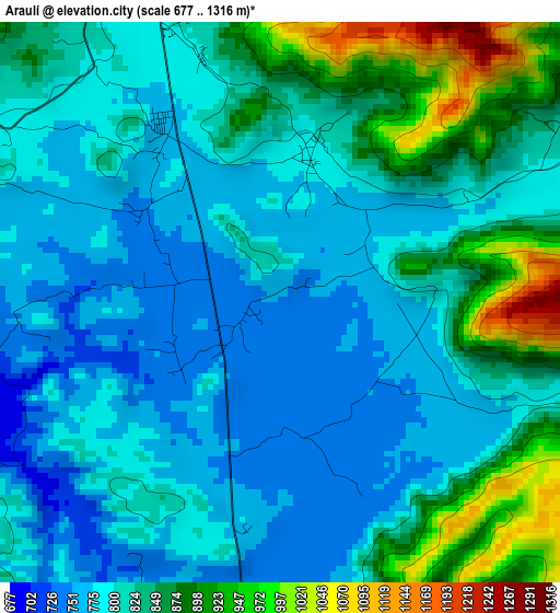 Araulí elevation map