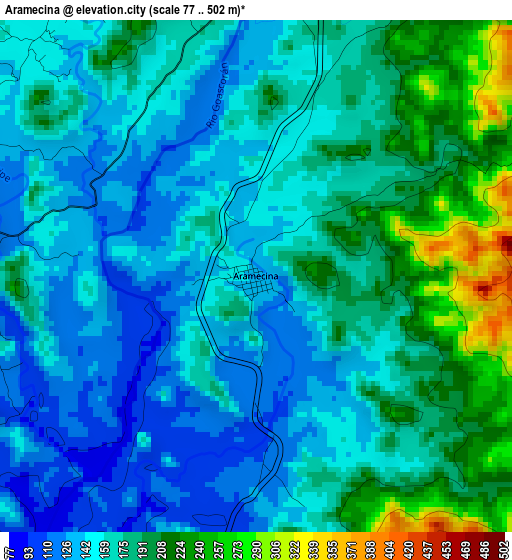 Aramecina elevation map