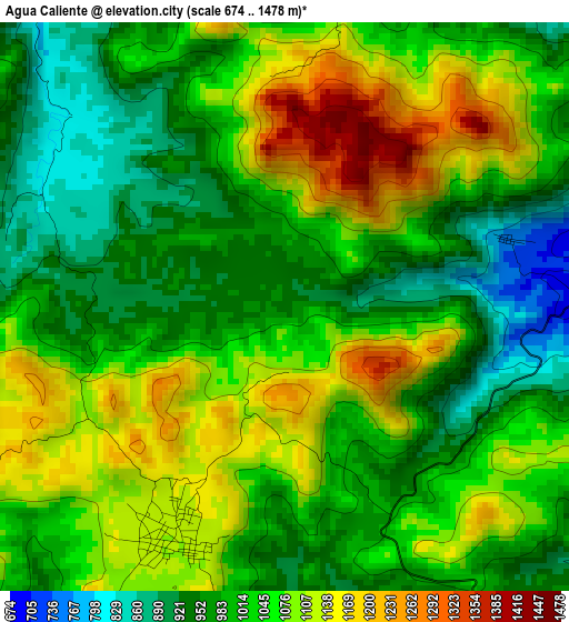 Agua Caliente elevation map