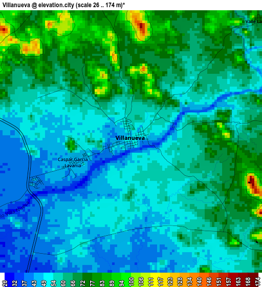 Villanueva elevation map