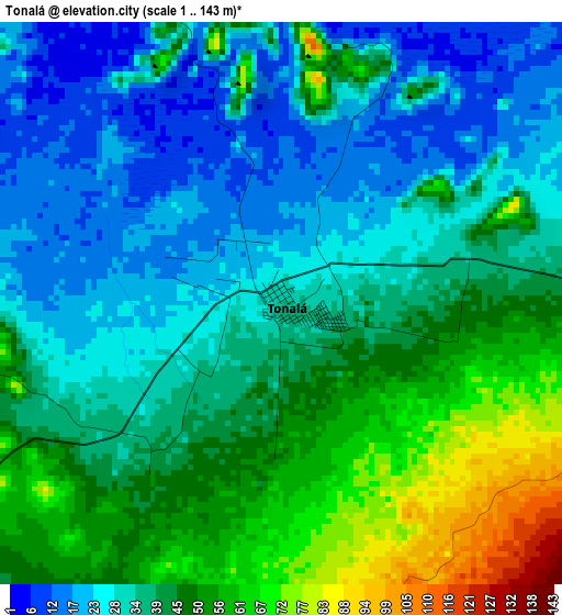 Tonalá elevation map