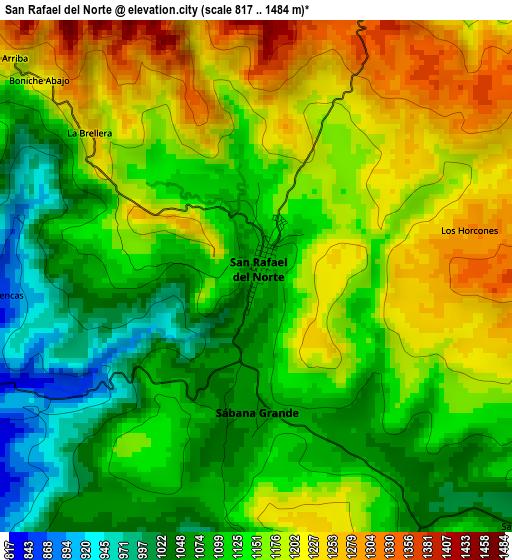 San Rafael del Norte elevation map