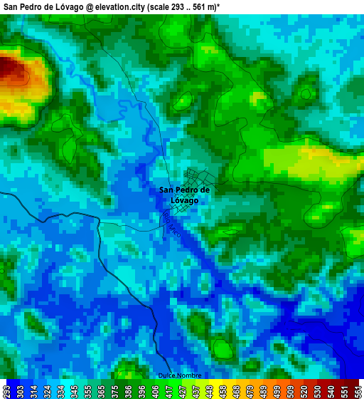 San Pedro de Lóvago elevation map