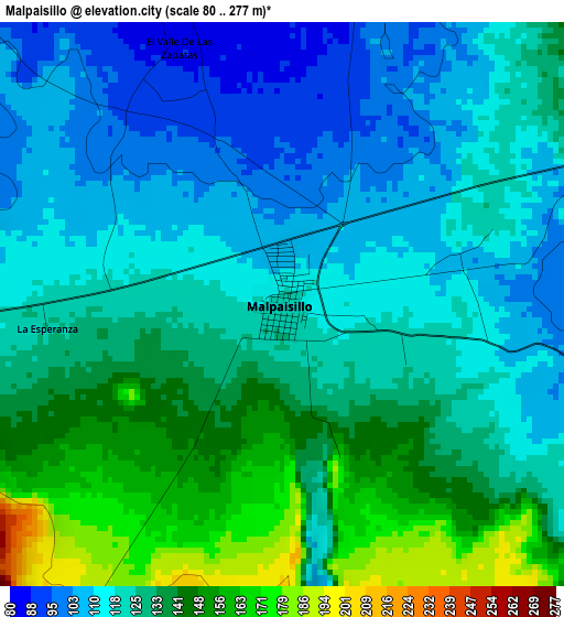 Malpaisillo elevation map