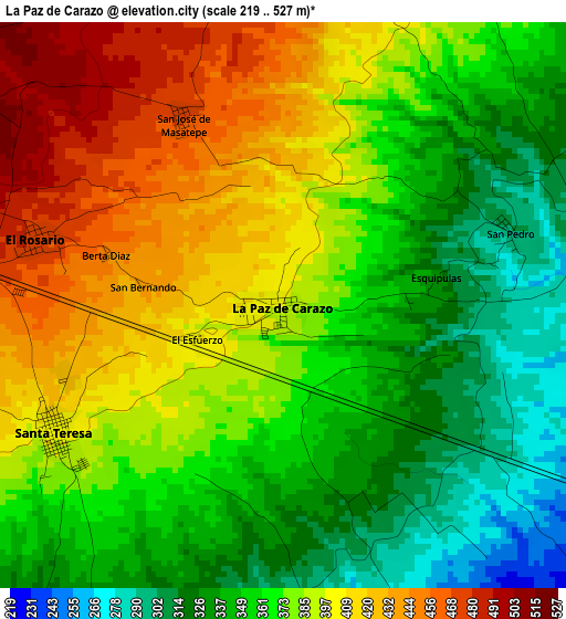 La Paz de Carazo elevation map