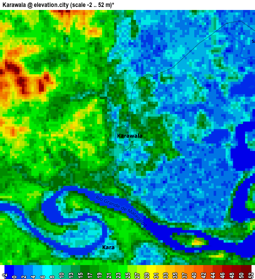Karawala elevation map