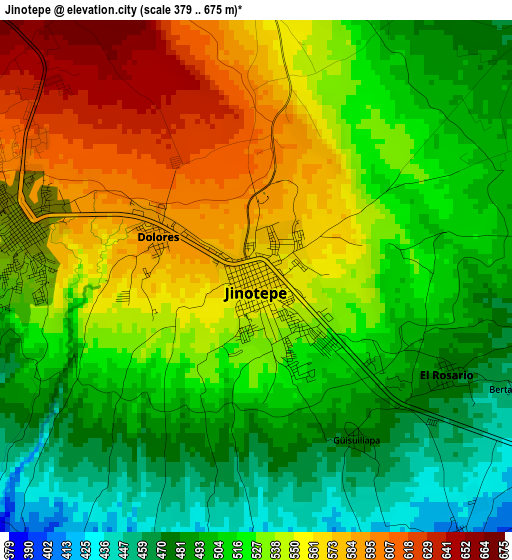 Jinotepe elevation map