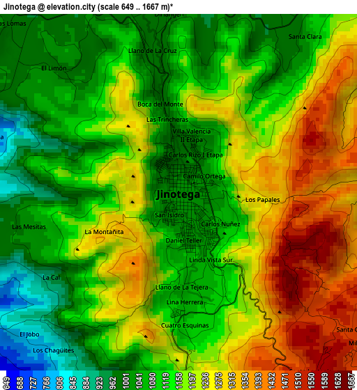 Jinotega elevation map