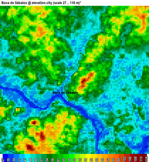 Boca de Sábalos elevation map