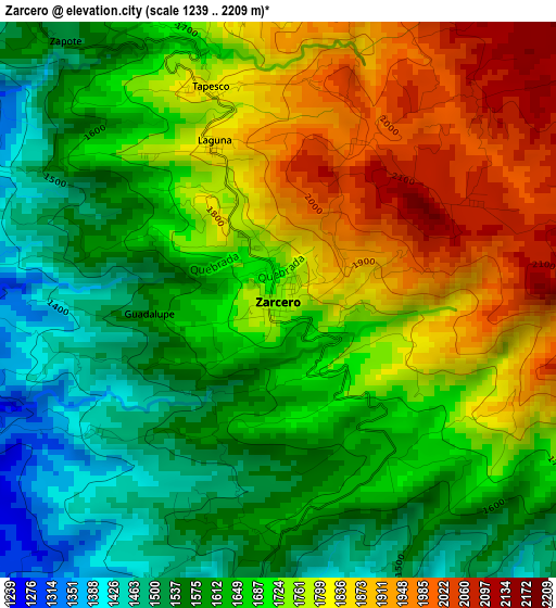 Zarcero elevation map