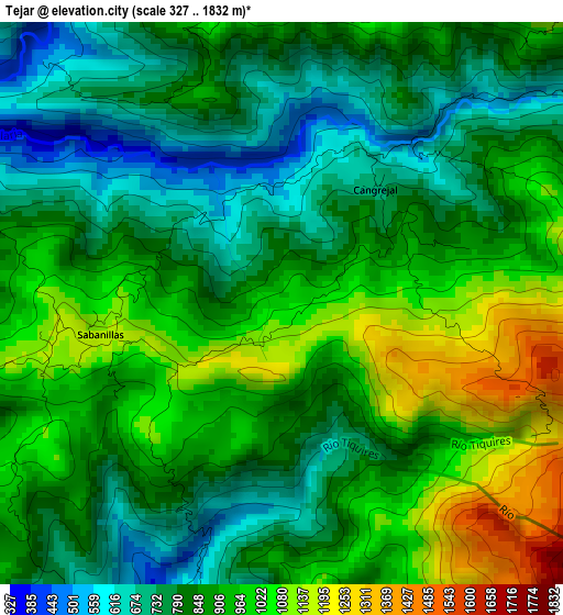 Tejar elevation map