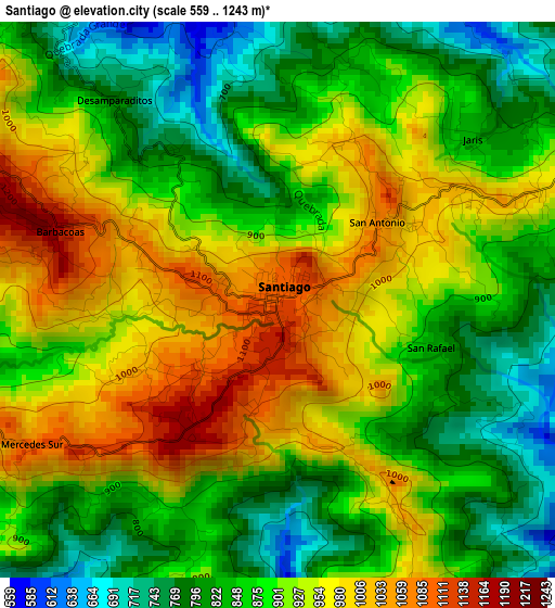 Santiago elevation map