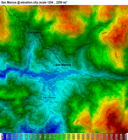 San Marcos elevation map