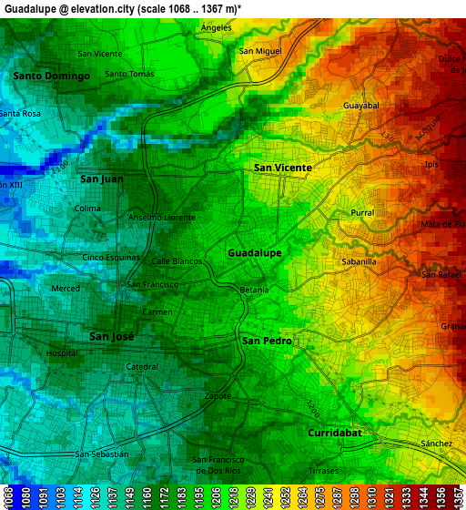 Guadalupe elevation map