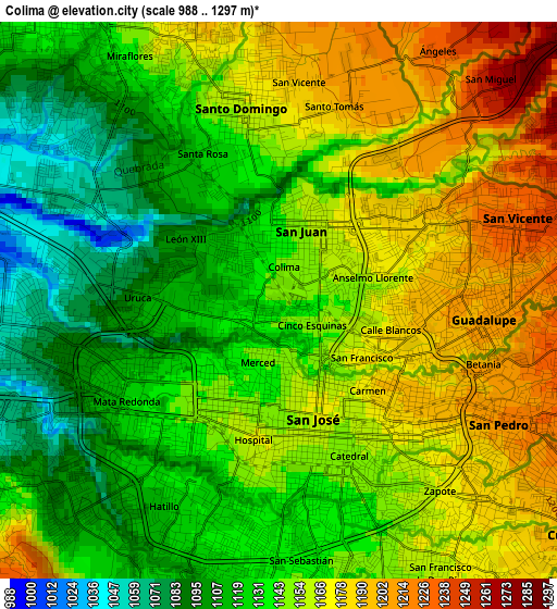 Colima elevation map