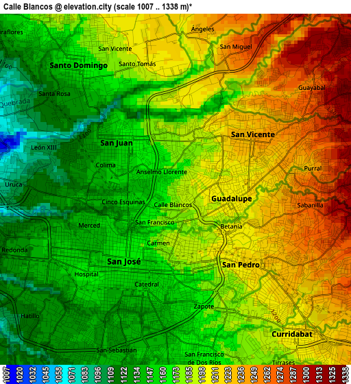 Calle Blancos elevation map
