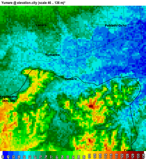 Yumare elevation map