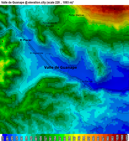 Valle de Guanape elevation map