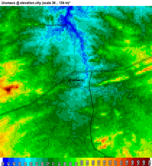 Urumaco elevation map