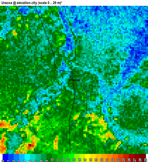 Uracoa elevation map