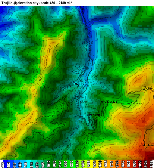 Trujillo elevation map