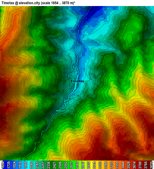 Timotes elevation map