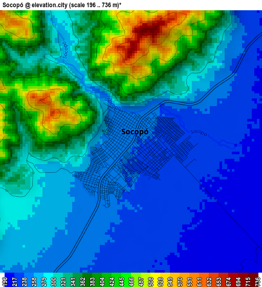 Socopó elevation map