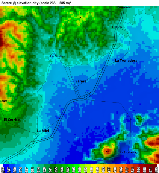 Sarare elevation map