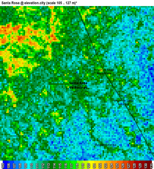 Santa Rosa elevation map