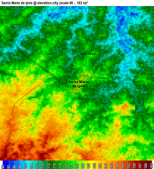 Santa María de Ipire elevation map