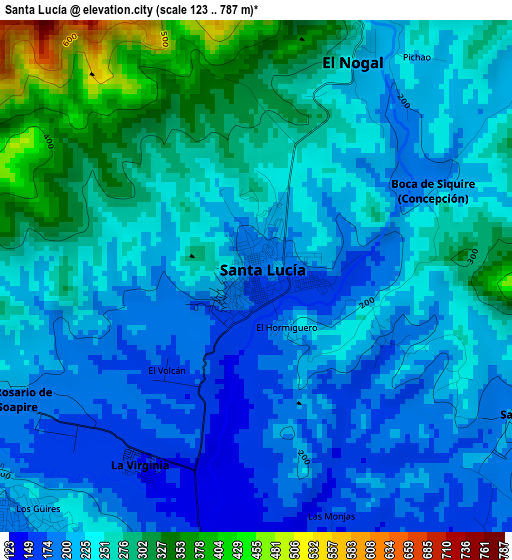 Santa Lucía elevation map