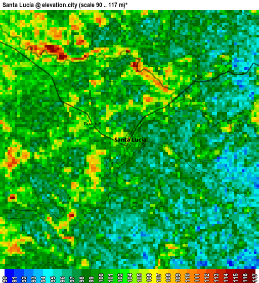 Santa Lucía elevation map