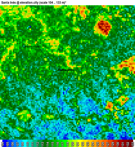 Santa Inés elevation map