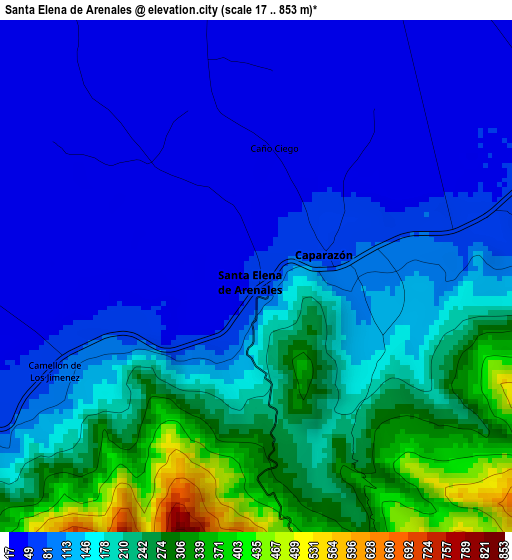 Santa Elena de Arenales elevation map